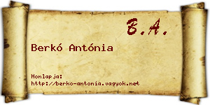 Berkó Antónia névjegykártya